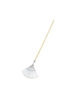Scopa 22 Denti Per Erba E Foglie Con Manico In Legno Cm 120